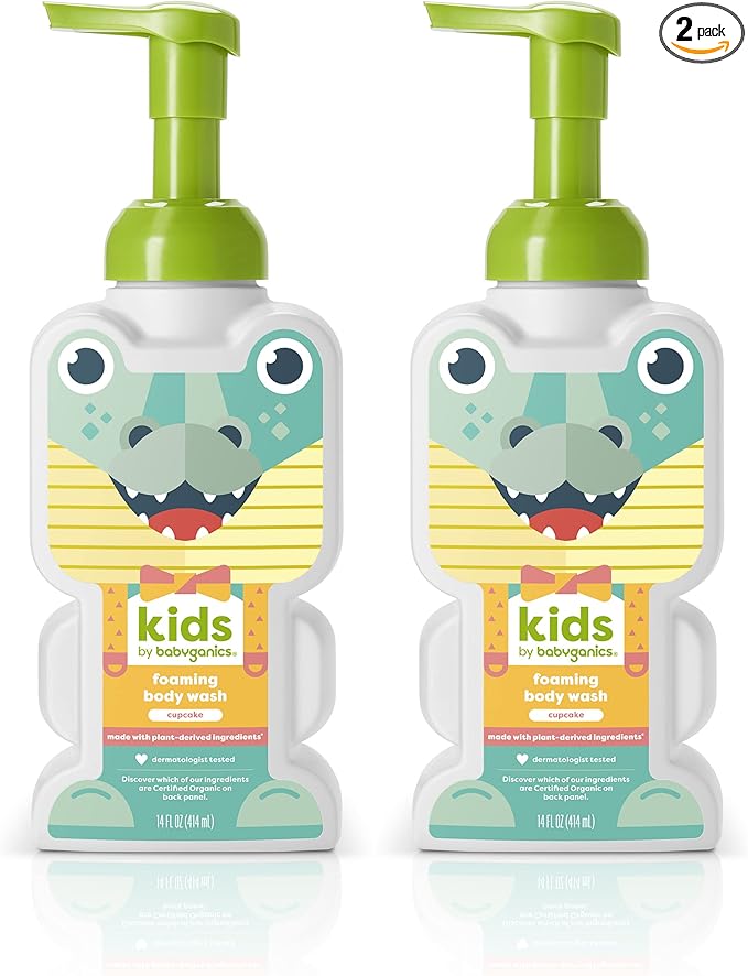 Babyganics KidsFoaming Body Wash, Cupcake, Tear-Free, 14 Fl Oz (Pack of 2)