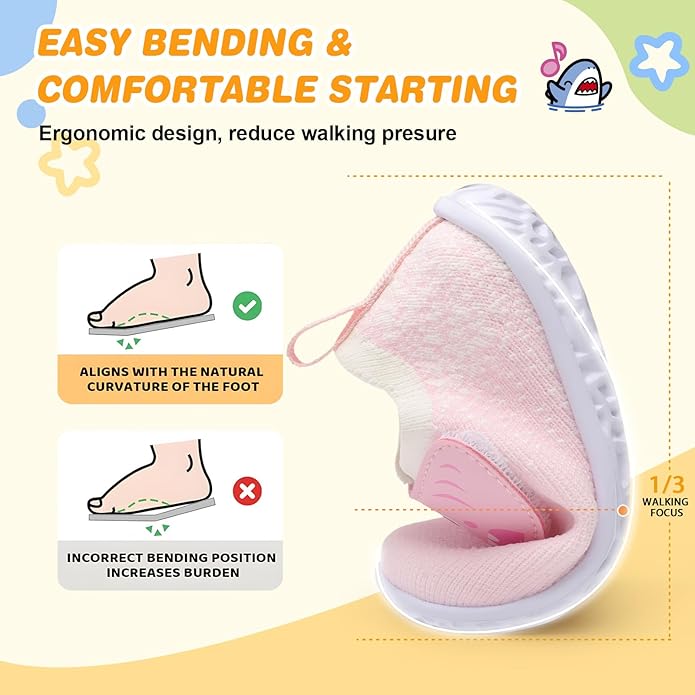 L-RUN Baby Shoes Boys Girls First Walking Shoes Infant Sneakers Toddler Crib Shoes Lightweight Breathable Non-Slip Soles