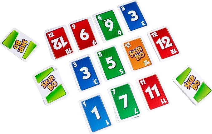 Mattel Games Skip-Bo Card Game in Storage & Travel Tin for Kids, Adults & Families, Color Blind Accessible Deck for 2 to 6 Players