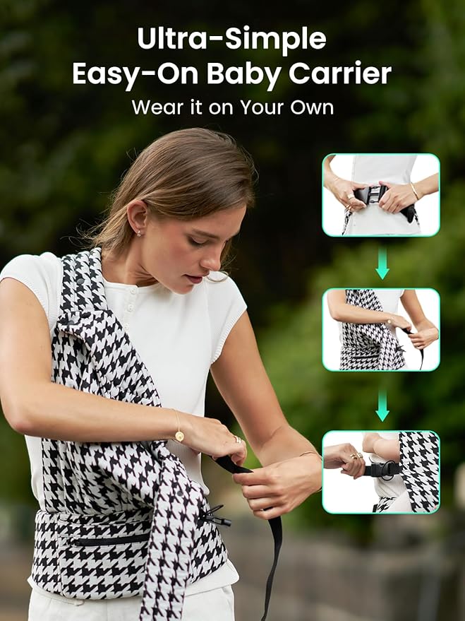 GROWNSY Baby Carrier Newborn to Toddler, Lightweight Ergonomic 7-44 lbs Newborn Carrier with Head Support, Easy to Wear Hands Free Infant Carrier for 0-36 Months, Gray Spots Leopard