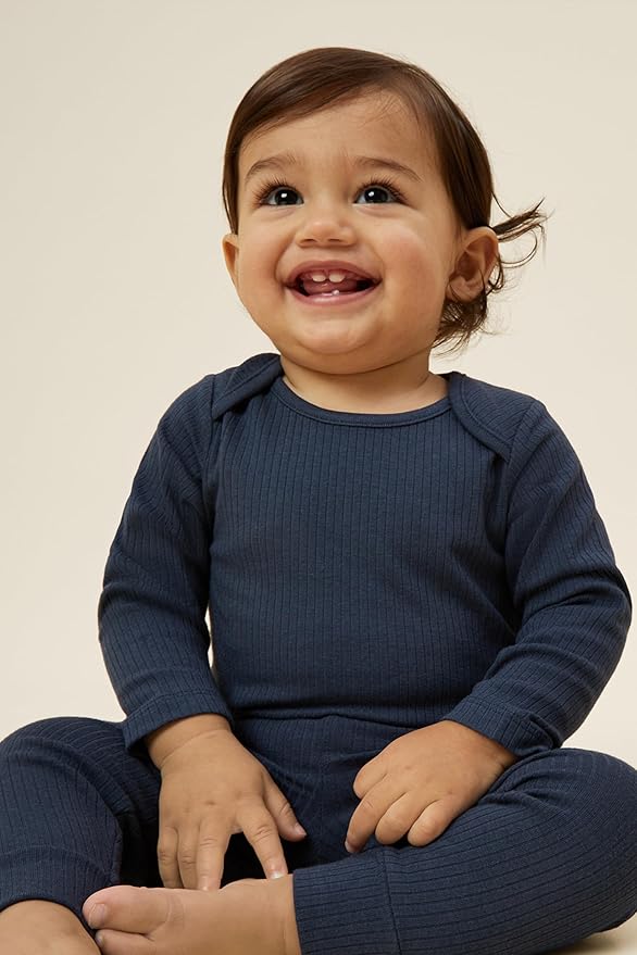 MORI Baby Unisex Long Sleeve Bodysuit Viscose from Bamboo and Organic Cotton - Comfortable Toddler Romper for Boys and Girls