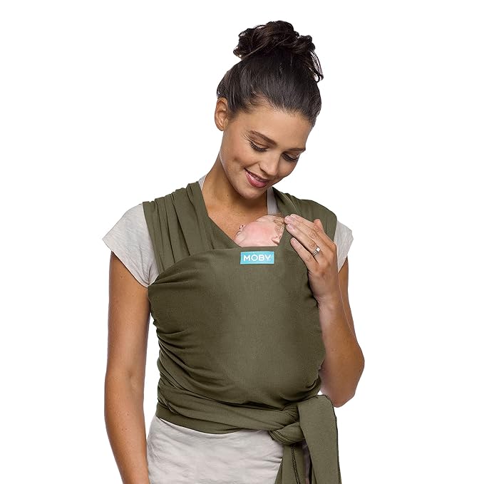 Moby Baby Wrap Carrier Classic for Newborns to Toddlers (8-33lbs), Infant Sling Carrier, Lightweight & Hands Free Design, Adjustable for All Body Types (Hazel)