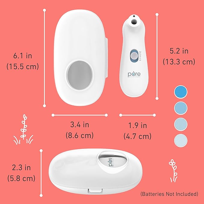 PureBaby Electric Nail Trimmer - New & Improved 6-Piece Cordless Nail Drill, 4 Attachments, 2 Speeds with Bidirectional Rotation, LED Light, Hidden File Storage, & Carrying Case for Newborns & Baby