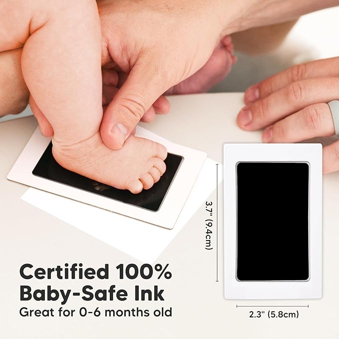 Inkless Baby Handprint and Footprint Kit for Newborn - Baby Footprint Kit,Newborn Keepsake Nursery Picture Frame,Dog Paw Print Maker,Personalized Gifts for New Mom,Showers & Registry(White/Gold)