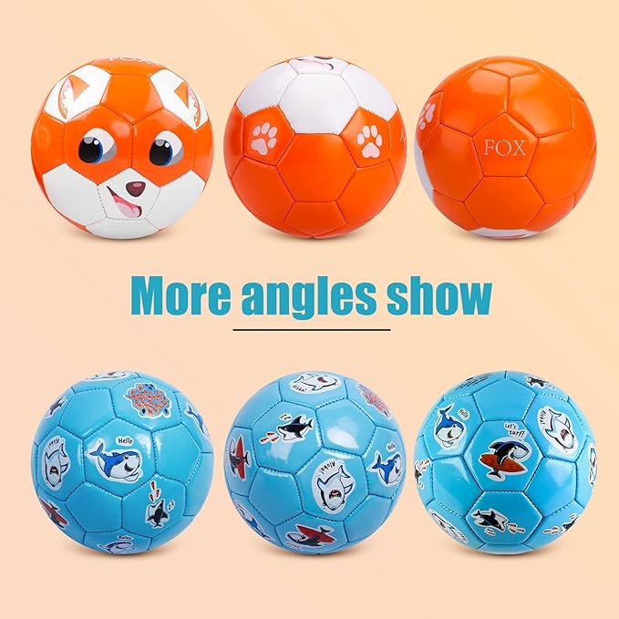 Toddler Soccer Ball Size 2 - Small Soft Kids Ball 2 Pack for Ages 1-3 3-5 - Cartoon Sports Toy Boys Girls - Soccer Gift for Indoor Outdoor Games - Birthday/First/Valentine Gift for Toddlers Kids