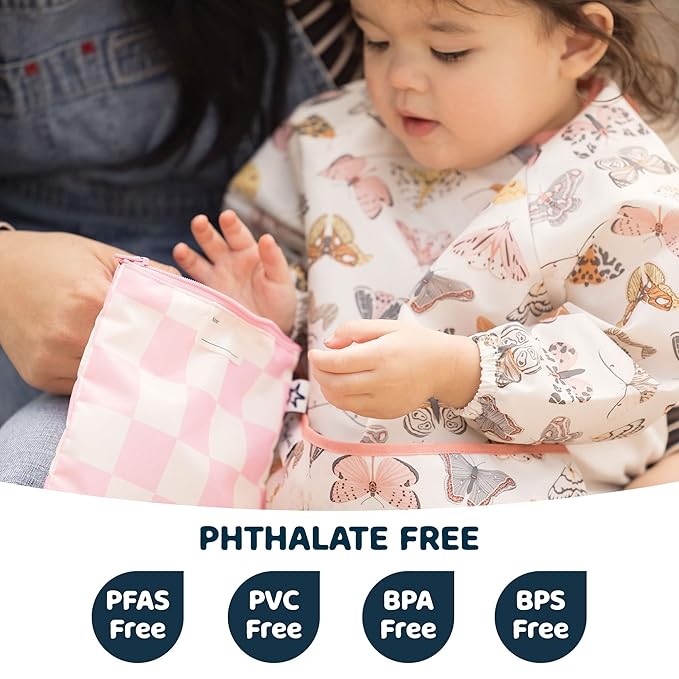 Tiny Twinkle Long Sleeve Bib for Babies & Toddlers | Waterproof Smock Bib for Eating | Machine Washable & Mess-Proof Feeding Essentials | Newborn Shower Gift (Flutter, 2-4Y)