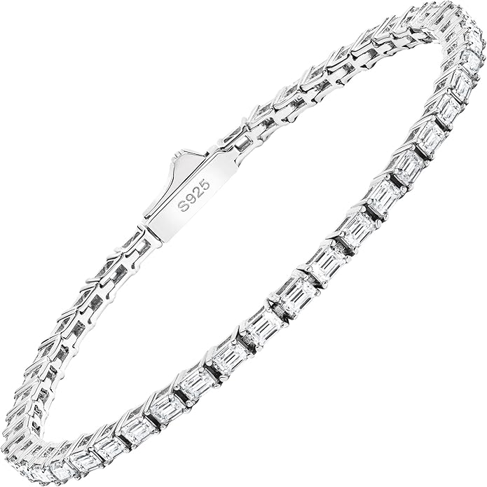 EcoGems Moissanite Tennis Bracelet for Women and Men – 18K White or Yellow Gold Plated Sterling Silver – Lab Grown D Color VVS Clarity Stones – Elegant Gift Box Included