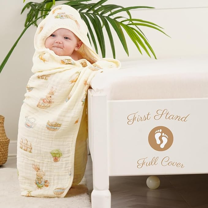 Ultra-Soft Muslin Baby Towel - 32 x 32 Inches, Ideal for Bath & Beach, Suitable for Both Boys & Girls from Newborns to Toddlers