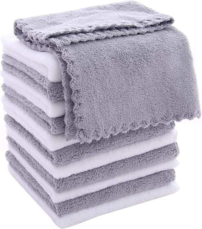 12 Pack Baby Washcloths - Extra Absorbent and Soft Wash Clothes for Newborns, Infants and Toddlers - Suitable for Baby Skin and New Born - Microfiber Coral Fleece 12x12 Inches