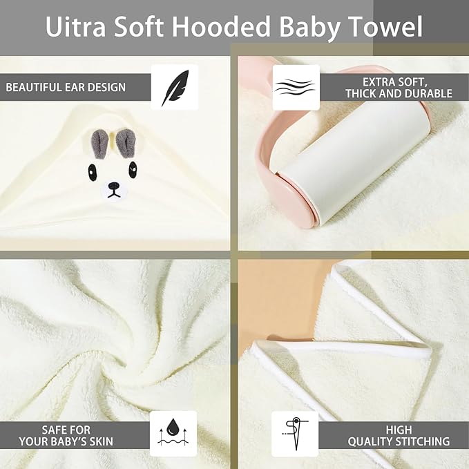 4Pcs Baby Hooded Towel,31 * 31 in Toddler Bath Towels for Newborn Babies,Toallas de Baño para Bebe,Organic Infant Kids Boy Essentials 1-3