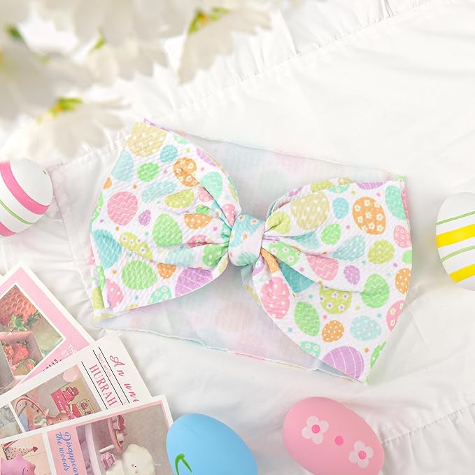 YanJie 7" Easter Baby Girl Bows Egg Headband Easter Hair Bows large Easter Baby Headband Toddler Girls Hair Accessories Infant Bow Pink Purple