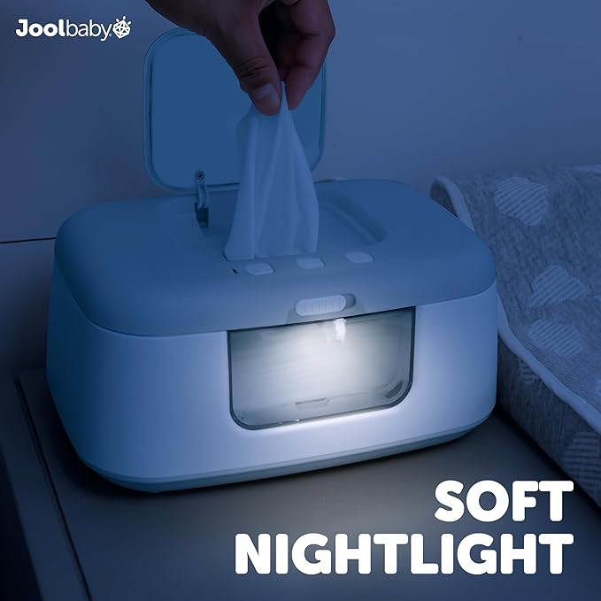 Jool Baby TinyBums Baby Wipe Warmer & Dispenser with LED Changing Light & On/Off Switch (Gray)