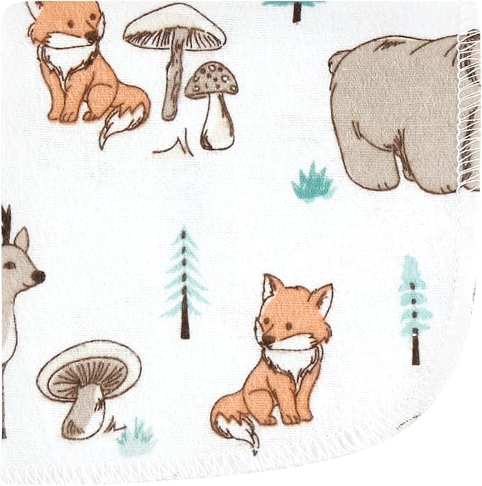 Hudson Baby Unisex Baby Flannel Washcloths, Neutral Woodland Pals 12Pk, One Size