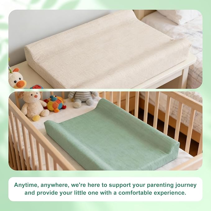 Changing Pad Cover, 2 Pcs Super Soft and Breathable Cotton Diaper Pad Cover for Girls and Boys Changing Table Cover (Beige,Green)