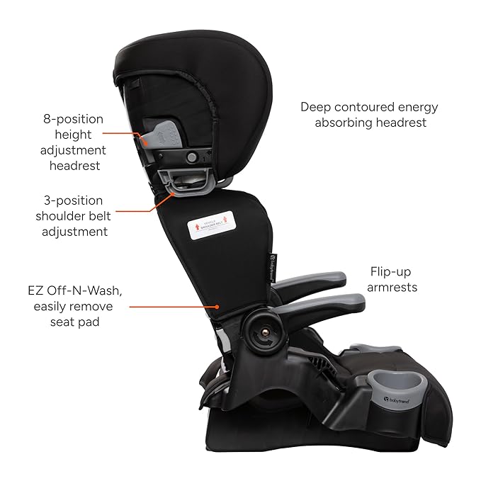 Baby Trend Protect 2-in-1 Folding Booster Car Seat, Midnight Black