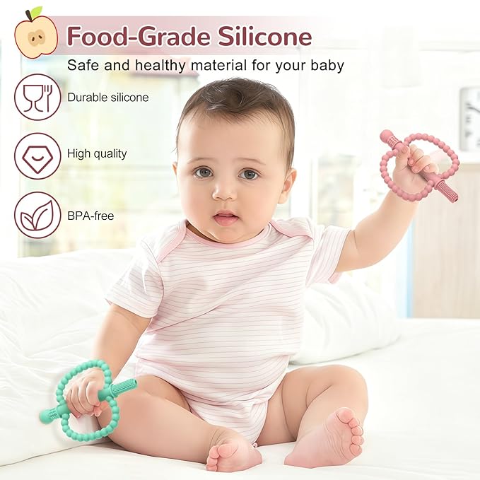 Baby Teething Toys for Babies 0-36 Months – Anti-Choking Design, Teething Relief for Straws Sticks, Chew Straw Sensory Toy for Infant Toddlers Silicone teether Tubes