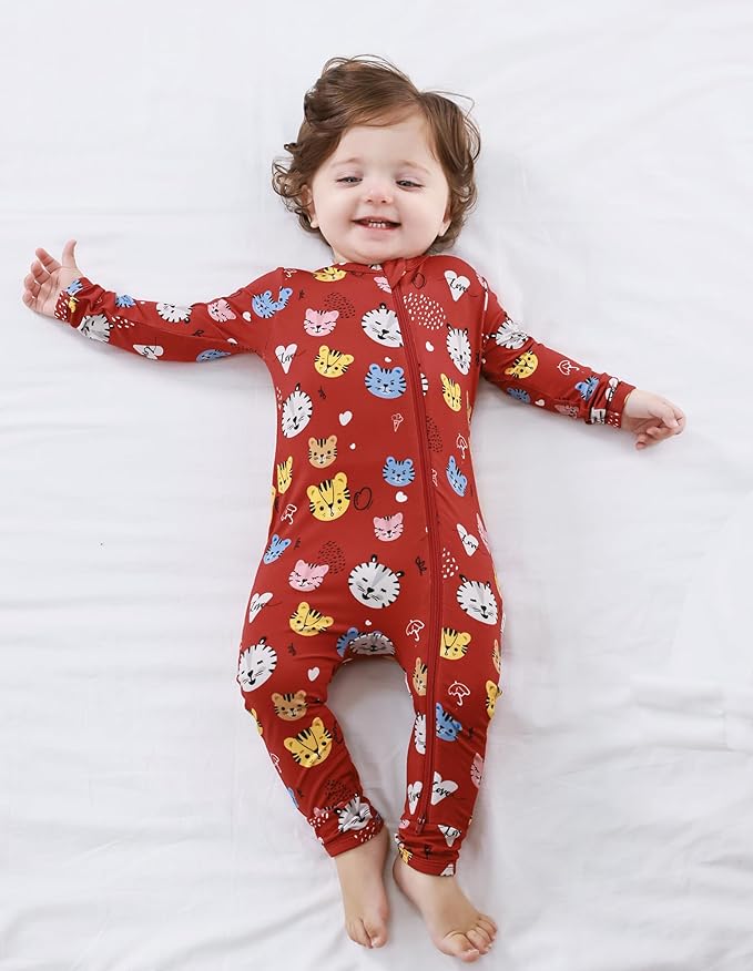 Baby Zippered Rompers Newborn Pajamas Sleepers Long Sleeve Jumpsuits Infant Zipper Romper-Viscose from Bamboo