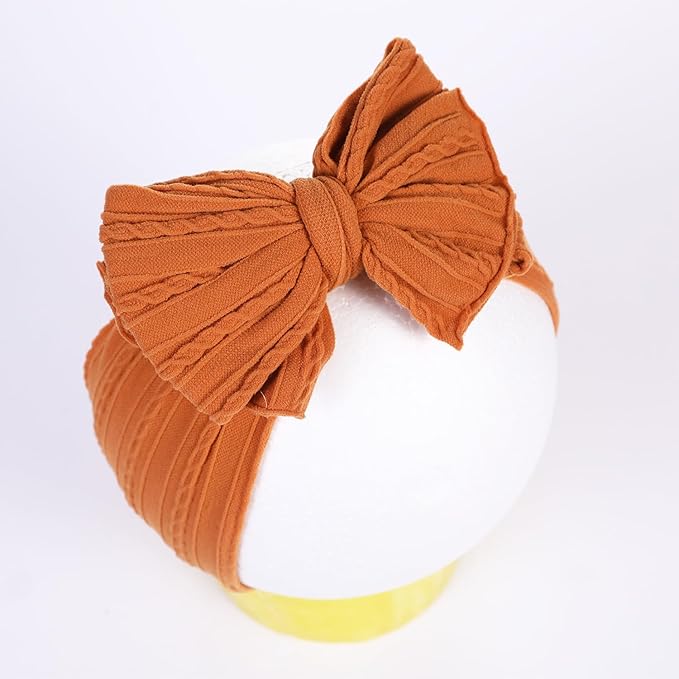 Baby Bows Headbands Soft Nylon Handmade Hair Accessories for Newborn Infant Toddler Kids (3 Mixed Brown, Large)