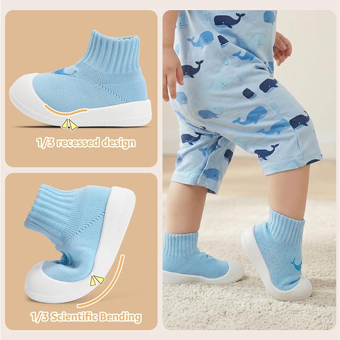 STQ Baby Socks Shoes Toddler Wide Toe Box Non-Slip Slippers Infant Walking Shoe Soft Baby Boys Girls Lightweight Sneakers