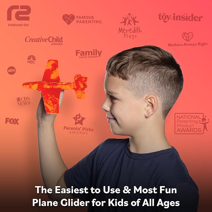 Airplane Toy Glider for All Ages - 2026 Valentines Day Gifts for Kids - Easy to Throw Soft Flying Plane for Indoor & Outdoor Play - Best Kids Valentine Gifts for Girls & Boys All Ages 3 4 5 6 7 8 9+