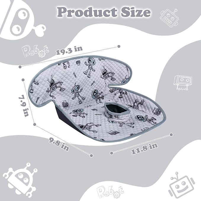 Babenest Car Seat Potty Protector Cover -Waterproof Carseat Training Liner for Baby &Toddler Shower Gift, Dry Piddle Pee Pad with Fun Designs for Strollers & Infant Car Seats (2pcs Robot-Grey)