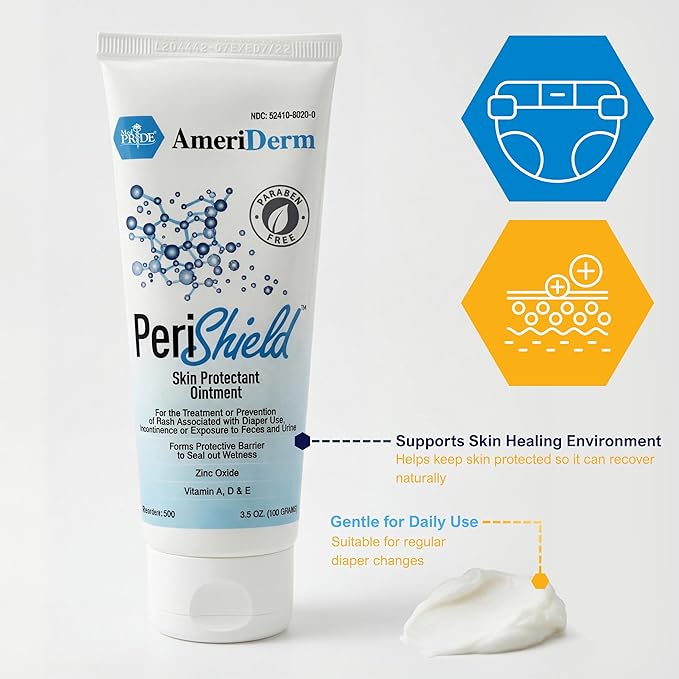 MED PRIDE Baby Diaper Rash Cream – Zinc Oxide Skin Protectant Ointment, 3.5 oz – Paraben-Free, Vitamins A D E, Moisturizing & Soothing Baby Butt Cream for Diaper Rash Relief & Prevention