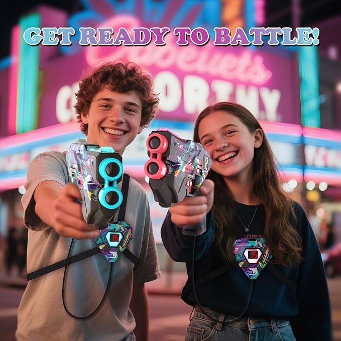 Laser Tag Guns with Vests Set of 2, Lazer Tag Game for Kids, Teens & Adults, Fun Outdoor Teenage Game & Activities, Gift for Teenage Ages 8 9 10 11 12+Year Old Boy & Girls