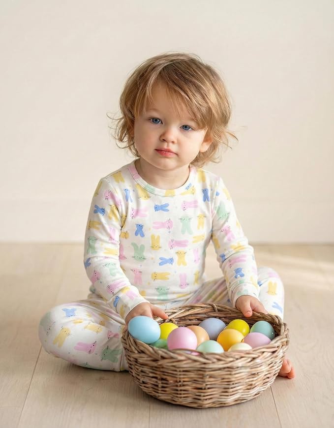 moimoln Sibling Matching 6M-8Y Soft Warm Cotton Modal Character Long Sleeve Snug-Fit Pajama Long Sleeve Sleepwear Daily