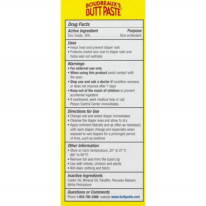 Boudreaux's Butt Paste Diaper Rash Ointment | Original Formula | 2-Ounces Tube | 1-Unit