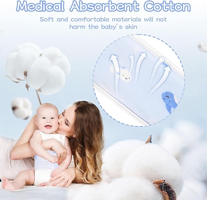 4Pcs Baby Infant Umbilical Cord Belly Bands Cartoon Cotton Soft Baby Belly Belt, Adjustable Newborn Belly Button Wrap, Baby Tummy Wrap for Protection, Baby Gifts for 0 to 12 Months(Whale)