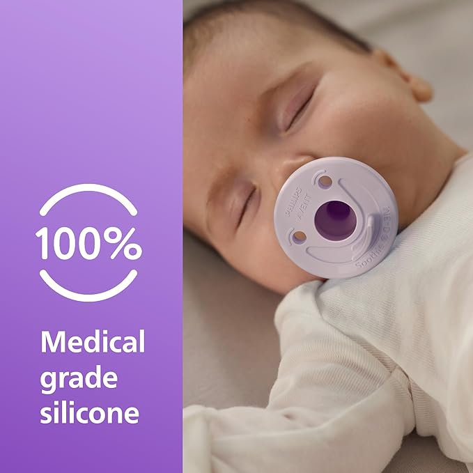 Philips Avent Soothie Baby Pacifiers - 100% Silicone Pacifiers for Babies 0-3 Months,-Piece Design,BPA-Free,Extra Durable,Lilac and Pink,Model SCF190/70,4 Count (Pack of 10)