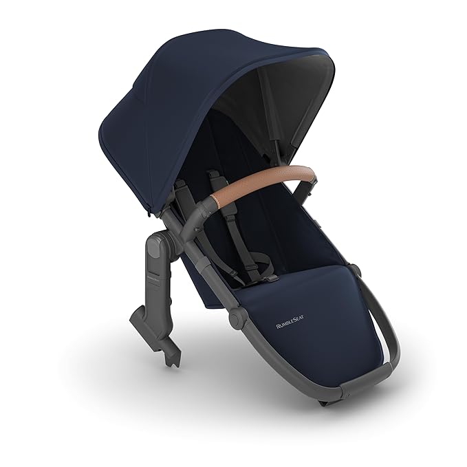 UPPAbaby RumbleSeat V2+ Second Lower Seat/Compatible with Vista V2 and Vista V3 / Adapters, Bumper Bar, Bug Shield Included/Noa (Navy/Carbon Frame/Saddle Leather)