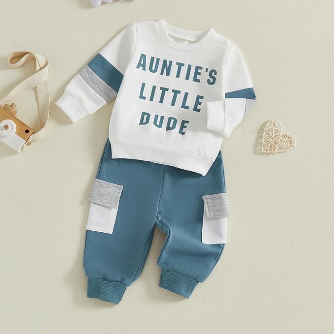 Infant Baby Boy Fall Clothes Set Funny Letter Sweatshirt Pant Outfit Toddler Winter Clothes 6 12 18 Months 2T 3T