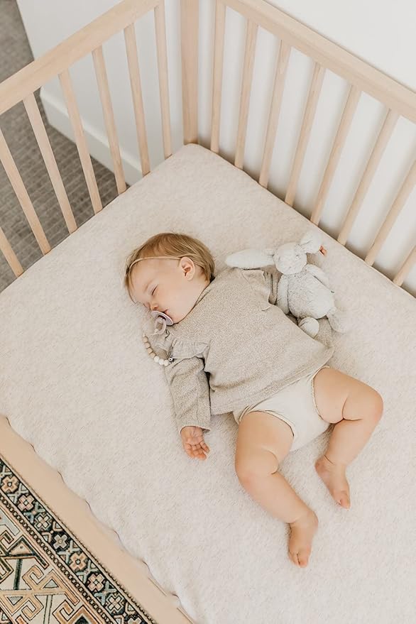 Copper Pearl Premium Knit Baby Crib Sheets for Boys and Girls Breathable and Soft, Fitted Crib Sheets for Standard Baby Mattresses, Oat