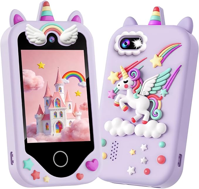 Kids Smart Phone for Girls, Children Christmas Birthday Gift for Age 3, 4, 5, 6, 7, 8 Year Old, Kids Phone Toy with Touchscreen, Dual Camera, Game, Learning Play Toy, Toddler Mp3 Player