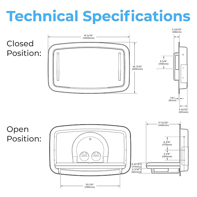 Koala Kare Baby Changing Station Horizontal Recessed-Mounted, Model KB310- SSRE-MBLK (Matte Black)