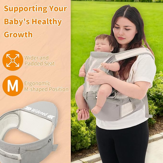 Baby Carrier Newborn to Toddler, Lightweight Structured Ergonomic Design for Infant Carrier with Plus Size Support 3-in-1 Carrier with Mesh & Hip Seat Front & Back Facing All Seasons for Travel