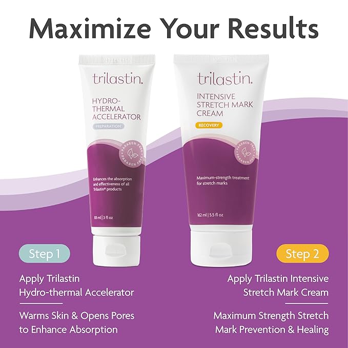 TriLASTIN Stretch Mark Cream - Collagen-Boosting Formula & Pregnancy Hospital Bag Essential - Paraben-Free Maternity Bump Butter - Fast-Absorbing Unscented Stretch Mark Lotion - 5.5 Oz Tube