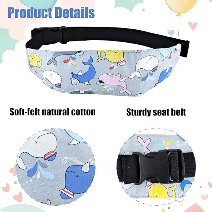 3 Pcs Head Support for Baby Car Seat Stroller Neck Relief Strap Headrest for Sleeping Traveling Head Holder for Toddler Kids Children Child Baby Infant-Grey