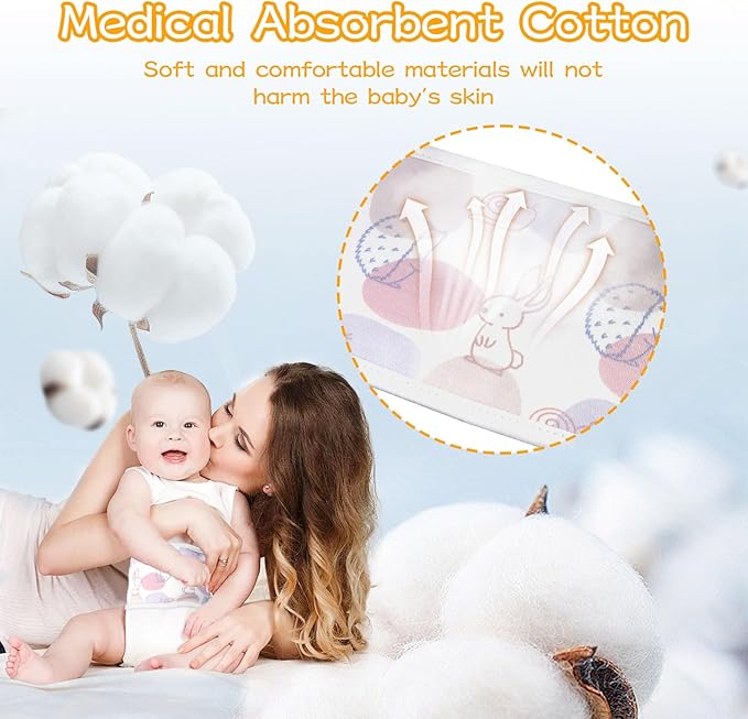 4Pcs Baby Infant Umbilical Cord Belly Bands Cartoon Cotton Soft Baby Belly Belt, Adjustable Newborn Belly Button Wrap, Baby Tummy Wrap for Protection, Baby Gifts for 0 to 12 Months(Hedgehog)