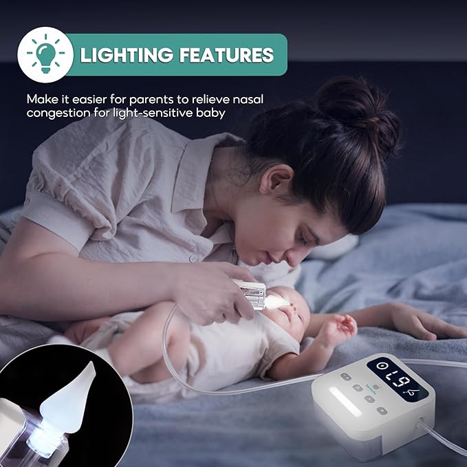 Termichy Electric Baby Nasal Aspirator: Automatic Nose Sucker for Stuffy Nose Toddlers - Adjustable Baby Nose Suction with 9 Suction Levels Gentle & Fast Relief of Nasal Congestion in Newborns