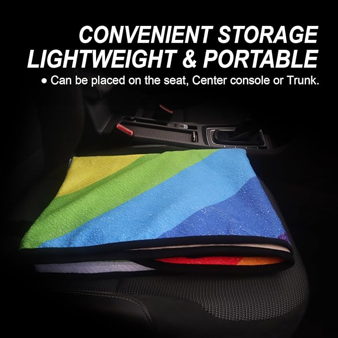 Back Seat Cover Protector for Dogs and Kids, Universal Waterproof Towel Rear Bench Seat Cover for Car, Truck, Van & SUV, Machine-Washable Backseat Car Covers (Rainbow, 1pcs Rear Seat)