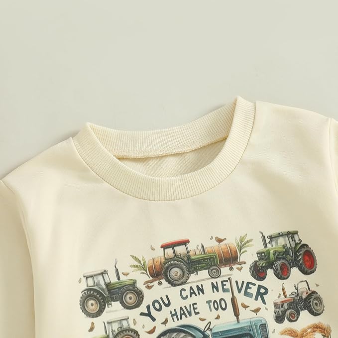 WZTYYDS Toddler Baby Boy Fall Clothes Letter Truck Long Sleeve Pullover Sweatshirt Tops Joggers Pants Set Winter Outfits