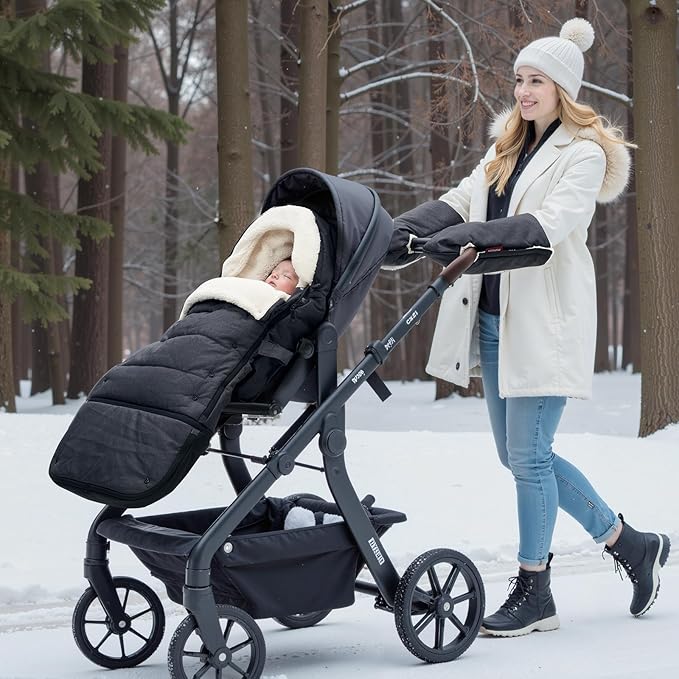 Momcozy Stroller Footmuff Universal | Easily Attaches to Most Strollers | Ultra-Plush,Weather-Proof Stroller Sleeping Bag | Deluxe Warm Stroller Bunting Bag | Extendable Cover Winter | Adjust-Buckle
