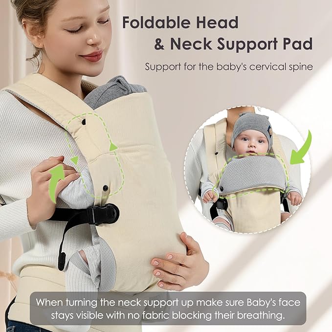 Baby Carrier Newborn to Toddler, Adjustable Toddler Carrier, Baby Holder Carrier, Kangaroo Infant Carriers with Widen Shoulder Straps, Beige