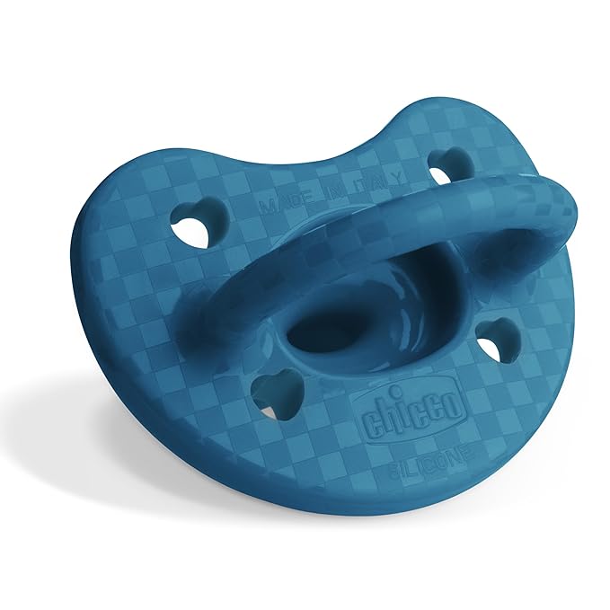 Chicco PhysioForma Luxe Orthodontic Pacifier, 16-24m | 100% Soft Silicone | Supports Breathing & Oral Development | Textured Shield & Handle | Includes Sterilizing Case | BPA Free | Ocean Blue, 2pk