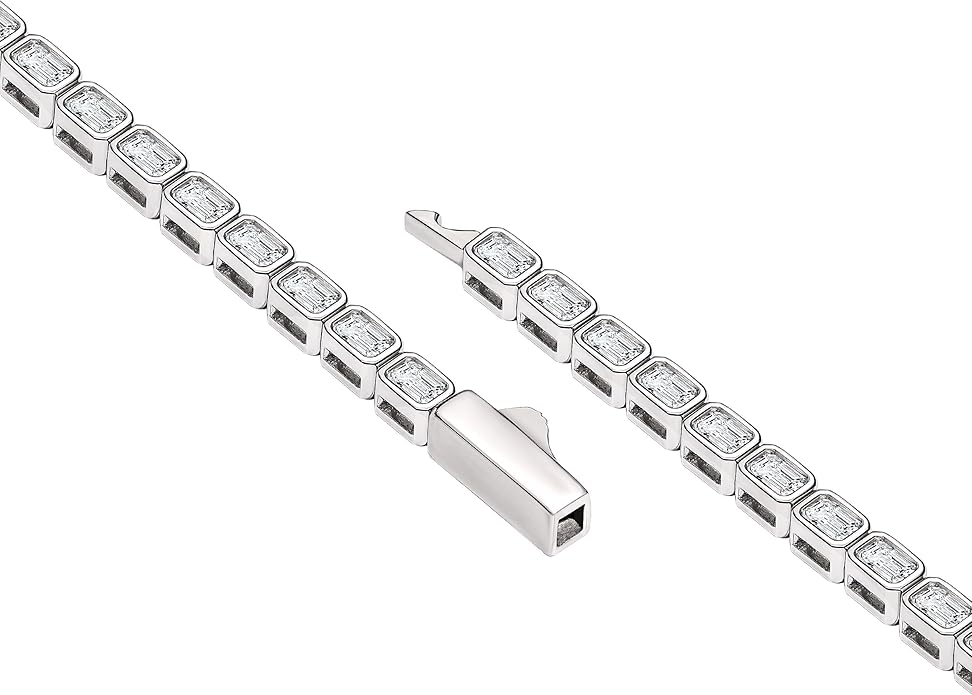 EcoGems Moissanite Tennis Bracelet for Women and Men – 18K White or Yellow Gold Plated Sterling Silver – Lab Grown D Color VVS Clarity Stones – Elegant Gift Box Included