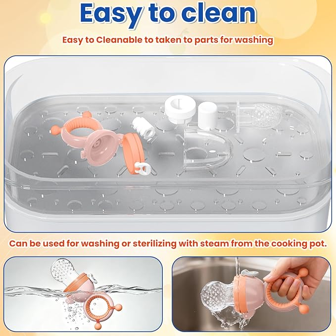 Baby Fruit Food Feeder Pacifier with 3 Different Size Silicone Pouch,Teethers for Babies 6-12Months, Baby Solid Food Essentials, Push Pop Silicone Feeder, Nutrition Feeder, BPA Free, 1 Pice, Orange