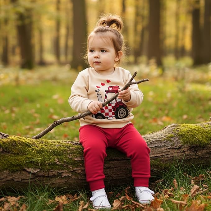 WZTYYDS Toddler Baby Boy Fall Clothes Letter Truck Long Sleeve Pullover Sweatshirt Tops Joggers Pants Set Winter Outfits