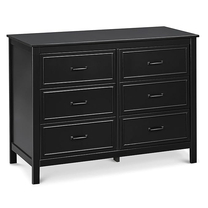 Davinci Charlie 6-Drawer Baby Dresser - Wooden Double Chest of Drawers for Kids, Boys and Girls - Multi-Purpose Storage Dresser for Bedroom, Nursery, Living Room & Hallway, Easy to Assemble - Ebony